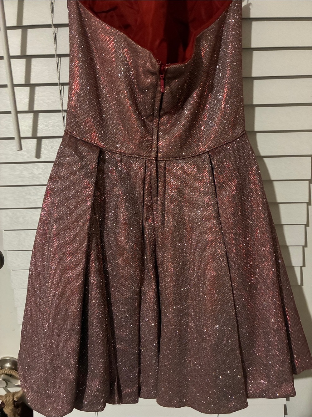 Sherri Hill Sparkle Halter Dress in Red/Silver - Picture 11 of 12